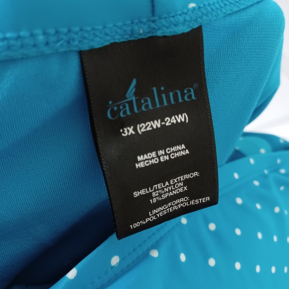 Catalina Blue White Polka Dot Swimwear Size 3X - Picture 2 of 15